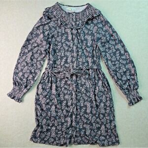 Boden Dark Cottagecore Dress Sz 14 Smocked Floral Balloon Sleeve Whimsigoth Goth